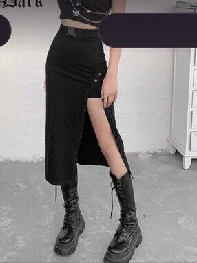 Gothic Slit Midi Skirt